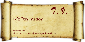 Tóth Vidor névjegykártya